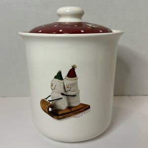 Nikko The Original S’mores Winter Holiday Cookie Jar with Gusset Lid with Label